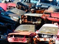 Color photography of cars junkyard