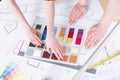 Color picker on a drafting table Royalty Free Stock Photo