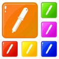 Color picker pipette icons set vector color