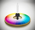 Color picker and color wheel isolated on white background. 3D illustration Royalty Free Stock Photo