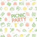 Color Picnic Party Banner Card Background. Vector