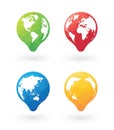 Color pins with world globe