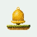 Color pixelated golden bell in meadow