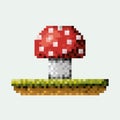 Color pixelated mushroom in meadow