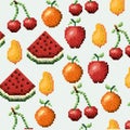 Color pixelated pattern set collection fruits icons