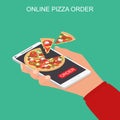 Color Pizza Delivery Online Concept 3d Isometric View. Vector Royalty Free Stock Photo