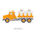 Color plain vector icon construction machinery truck tank. Industrial style. Corporate cargo delivery. Commercial