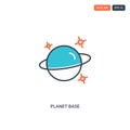 2 color planet base concept line vector icon. isolated two colored planet base outline icon with blue and red colors can be use
