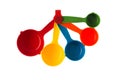 Color plastic dosing spoons isolated on a white background