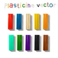 Color plasticine set isolated on a white background. 3d Vector illustration.