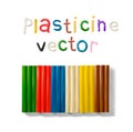 Color plasticine set on a white background. 3d Vector illustration.