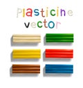 Color plasticine set on a white background. 3d Vector illustration.