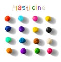 Color plasticine set on a white background. 3d Vector illustration.