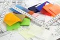 Color plastics & architectural blueprints