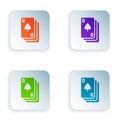 Color Playing cards icon isolated on white background. Casino gambling. Set colorful icons in square buttons. Vector Royalty Free Stock Photo