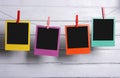 Color polaroid photos hanging Royalty Free Stock Photo