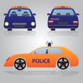 Color police car from front, back and side view