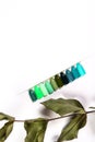 The color of Polish for manicure shades of green shades. design for nails. testers nail Polish. Fashion manicure. Shiny gel