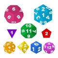 Color Polyhedron Dice with Numbers. Vector Royalty Free Stock Photo