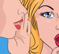 Color Pop Art illustration of two gossiping women. Royalty Free Stock Photo