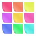 Color post its paper stickers for notes vector set Royalty Free Stock Photo