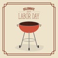 Color poster frame with barbecue grill of celebrate happy labor day Royalty Free Stock Photo