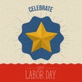 Color poster with zigzag lines and stars of celebrate happy labor day Royalty Free Stock Photo