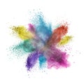 Color powder explosion isolated on white