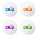 Color Presentation, movie, film, media projector icon isolated on white background. Set icons in circle buttons. Vector Royalty Free Stock Photo