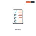 2 color Priority concept line vector icon. isolated two colored Priority outline icon with blue and red colors can be use for web