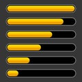 Color Progress Bar Set on Dark Background. Vector