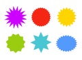 Color promo seal pricetag vector sticker stamp. Callout flash star tag icon sale promotion round shape icon.