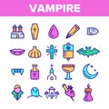 Color Protection From Vampire Vector Linear Icons Set