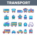 Color Public Transport And Vehicle Vector Linear Icons Set Royalty Free Stock Photo