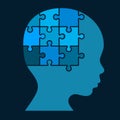 Color Puzzle Human Head Silhouette. Vector