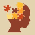 Color Puzzle Human Head Silhouette. Vector