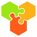 Color puzzle shape. Jigsaw combination. Business strategy
