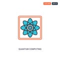 2 color Quantum computing concept line vector icon. isolated two colored Quantum computing outline icon with blue and red colors