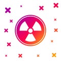 Color Radioactive icon isolated on white background. Radioactive toxic symbol. Radiation Hazard sign. Gradient random