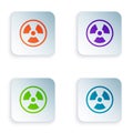 Color Radioactive icon isolated on white background. Radioactive toxic symbol. Radiation Hazard sign. Set colorful icons