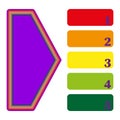 Color ranking chart. Gradient numbered list. Multicolor rating infographic. Five step evaluation.