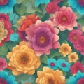 retro color of blooming flower pattern background Royalty Free Stock Photo