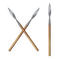 Color realistic image of two crossed spears isolated on a white