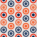 Color red, orange, blue circle pattern. Seamless vector geometric. Royalty Free Stock Photo