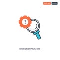 2 color Risk Identification concept line vector icon. isolated two colored Risk Identification outline icon with blue and red