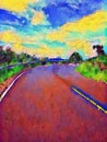 Color of road in country landscape