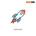 2 color rocket base concept line vector icon. isolated two colored rocket base outline icon with blue and red colors can be use