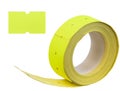 Color roll of yellow labels on an isolated background