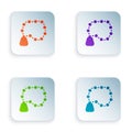 Color Rosary beads religion icon isolated on white background. Set colorful icons in square buttons. Vector