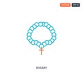 2 color Rosary concept line vector icon. isolated two colored Rosary outline icon with blue and red colors can be use for web,